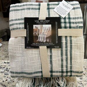 VHC Brands April & Olive Farmhouse Collection Pine Grove Plaid Woven Throw 50X60